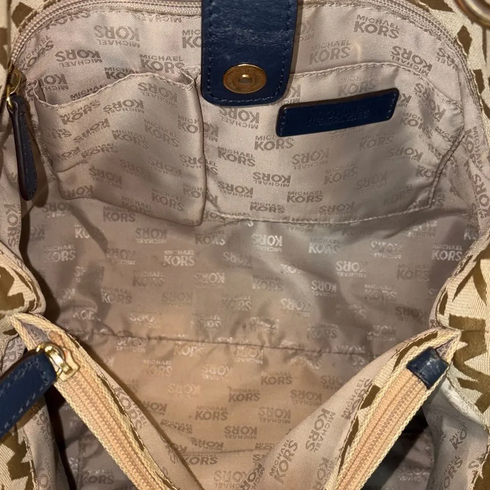 Michael Kors Bag Purse Handbag Ludlow Canvas Signature Drawstring Shoulder Bag